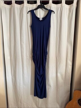 NWOT medium Skivys Femme Side Hustle Sleeveless Navy Maxi Dress with Ruching